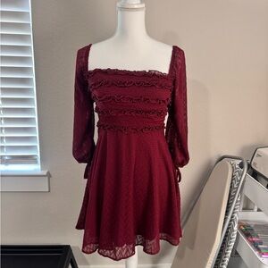 City Studio Maroon Long Sleeve Dress